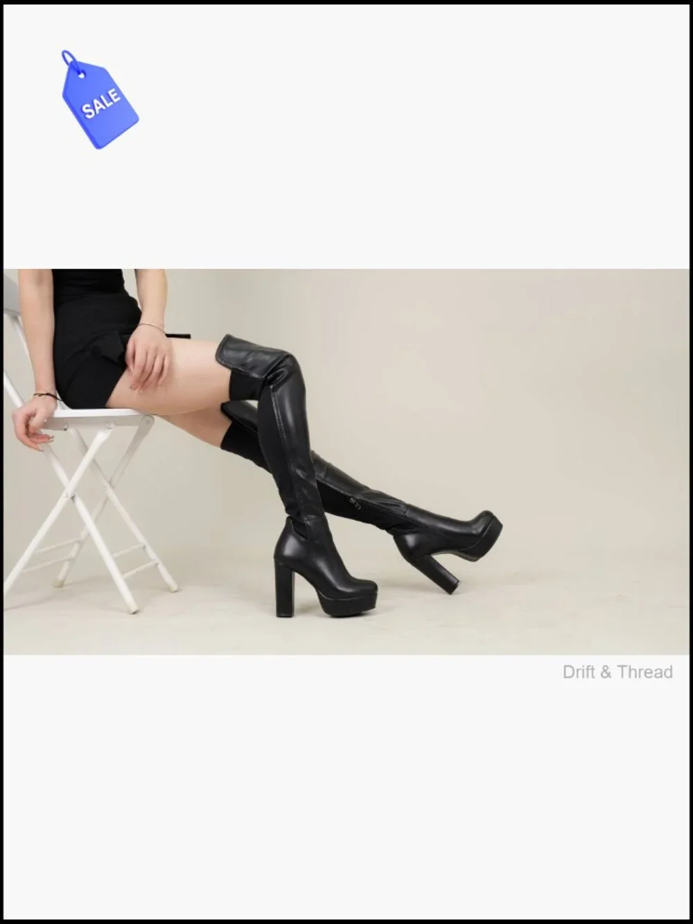 Over the Knee Boots Chunky Heel Platform Side Zipper